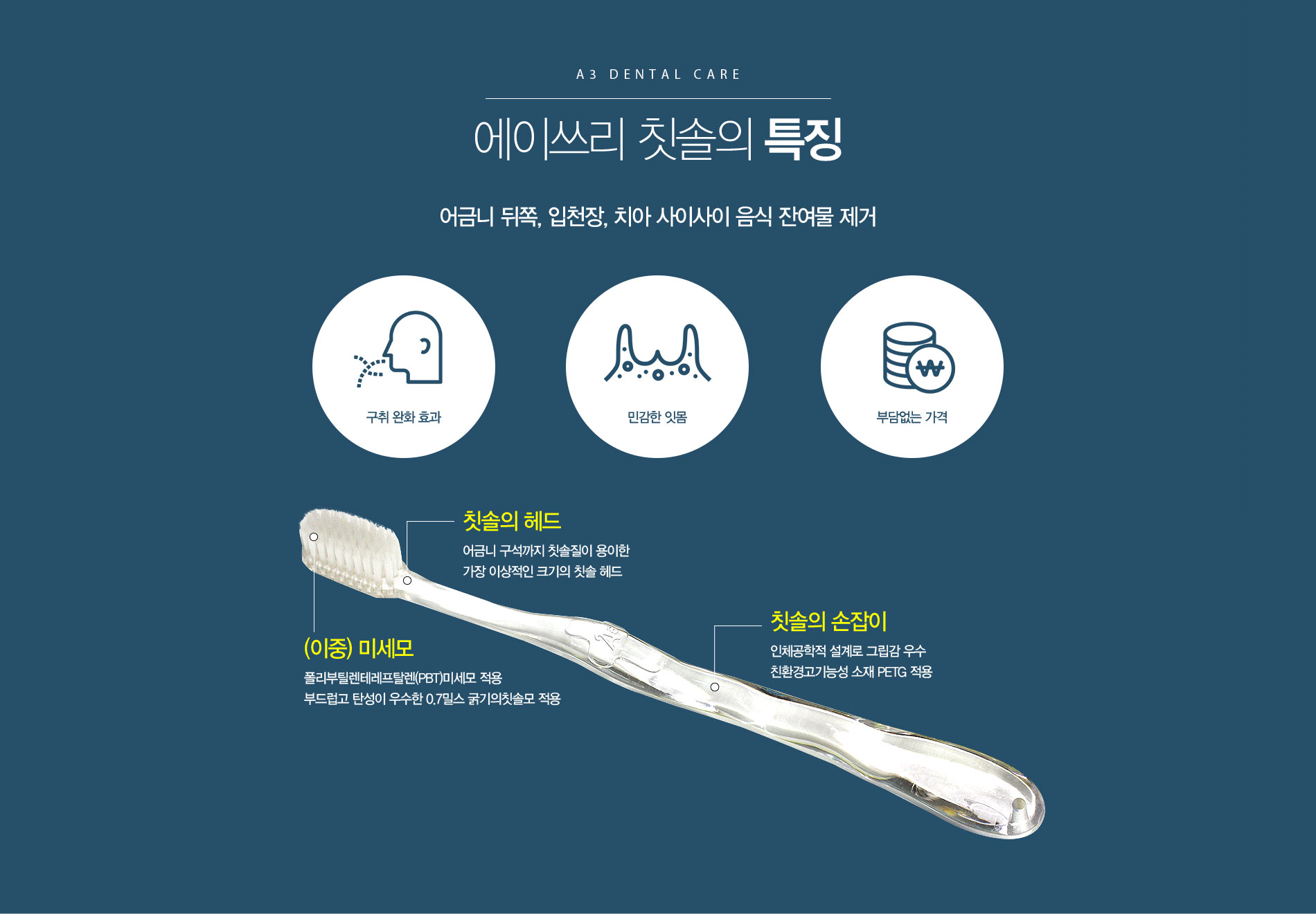에이쓰리 칫솔의 특징